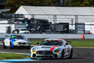 #35 Mercedes-AMG GT4 of Michai Stephens and Colin Mullan, Conquest Racing West, Silver, Pirelli GT4 America, SRO, Indianapolis Motor Speedway, Indianapolis, IN, USA, October 2021 | Fabian Lagunas/SRO