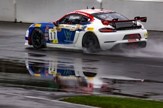 #17 Porsche 718 Cayman GT4 CLUBSPORT MR of James Rappaport and Todd Hetherington, TRG-The Racers Group, Am, Pirelli GT4 America, SRO, Indianapolis Motor Speedway, Indianapolis, IN, USA, October 2021
 | Brian Cleary/SRO