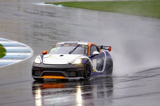 #7 Porsche 718 Cayman GT4 CLUBSPORT MR of Sam Owen and Sean Gibbons, NOLASPORT with OGH, Am, Pirelli GT4 America, SRO, Indianapolis Motor Speedway, Indianapolis, IN, USA, October 2021
 | Brian Cleary/SRO
