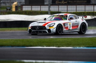 #35 Mercedes-AMG GT4 of Michai Stephens and Colin Mullan, Conquest Racing West, Silver, Pirelli GT4 America, SRO, Indianapolis Motor Speedway, Indianapolis, IN, USA, October 2021 | Fabian Lagunas/SRO