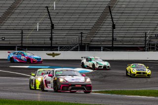 #66 Porsche 718 Cayman GT4 CLUBSPORT MR of Derek DeBoer and Spencer Pumpelly, TRG-The Racers Group, Pro-Am, Pirelli GT4 America, SRO, Indianapolis Motor Speedway, Indianapolis, IN, USA, October 2021
 | Sarah Weeks/SRO             