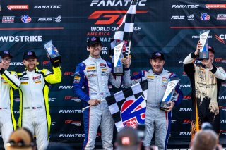VP Fuels podium #18 Porsche 718 Cayman GT4 RS Clubsport of Eric Filgueiras and Steven McAleer, RS1, GT4 America, Pro-Am, SRO America, Sonoma Raceway, Sonoma, CA, April  2022.
 | RegisLefebure/SRO
