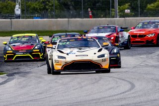#8 Aston Martin Vantage AMR GT4 of Elias Sabo and Andy Lee, Flying Lizards Motorsports, GT4 America, Pro-Am, SRO America, Road America, Elkhart Lake, WI, August 2022
 | Brian Cleary/SRO