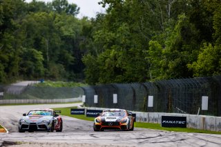 #112 Toyota GR Supra GT4 of Dominc Starkweather and Ryan Dexter, Dexter Racing, GT4 America, Pro-Am, and #35 Mercedes-AMG GT4 of Josh Hurley and Manny Franco, Conquest Racing, Silver, SRO America, Road America, Elkhart Lake, WI, August 2022
 | Regis Lefebure/SRO