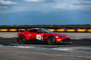 #50 Aston Martin Vantage AMR GT4 of Ross Chouest and Aaron Povoledo, Chouest Povoledo racing, GT4 America, Pro-Am, SRO America, Sebring International Raceway, Sebring, FL, September 2022.
 | SRO Motorsports Group