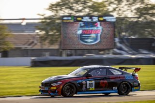 #80 BMW M4 GT4 of Todd Brown and Johan Schwartz, Rooster Hall Racing, GT4 America, Am, SRO America, Indianapolis Motor Speedway, Indianapolis, Indiana, Oct 2022.
 | Regis Lefebure/SRO