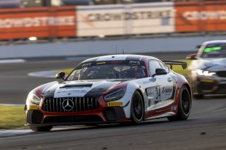 #34 Mercedes-AMG GT4 of Gavin Sanders and Michai Stephens, Conquest Racing/WF Motorsports, GT4 America, Silver, SRO America, Indianapolis Motor Speedway, Indianapolis, Indiana, Oct 2022.
 | Regis Lefebure/SRO