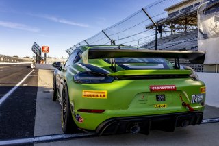 #18 Porsche 718 Cayman GT4 RS Clubsport of Eric Filgueiras and Steven McAleer, RS1, GT4 America, Pro-Am, SRO America, Indianapolis Motor Speedway, Indianapolis, Indiana, Oct 2022.
 | Regis Lefebure/SRO