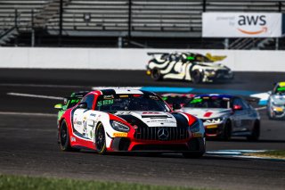 #34 Mercedes-AMG GT4 of Gavin Sanders and Michai Stephens, Conquest Racing/WF Motorsports, GT4 America, Silver, SRO America, Indianapolis Motor Speedway, Indianapolis, Indiana, Oct 2022.
 | Fabian Lagunas/SRO        