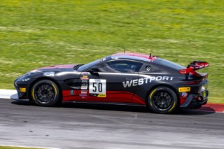 #50 Aston Martin Vantage AMR GT4 of Ross Chouest and Aaron Povoledo, Chouest Povoledo racing, GT4 America, Pro-Am, SRO America, New Orleans Motorsports Park, New Orleans, LA, May 2022.
 | Brian Cleary/SRO
