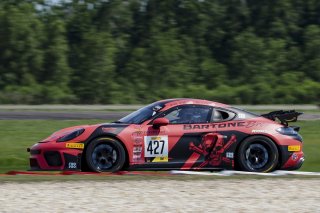 #427 Porsche 718 Cayman GT4 CLUBSPORT MR of Anthony Bartone and Andy Pilgrim, Regal Motorsports, GT4 America, Am, SRO America, New Orleans Motorsports Park, New Orleans, LA, May 2022.
 | Brian Cleary/SRO