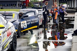#24 Aston Martin Vantage AMR GT4 of Gray Newell and Ian James, Heart of Racing Team, GT4 America, Pro-Am, SRO America, New Orleans Motorsports Park, New Orleans, LA, May 2022.
 | Brian Cleary/SRO