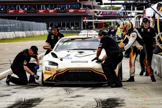 #8 Aston Martin Vantage AMR GT4 of Elias Sabo and Andy Lee, Flying Lizards Motorsports, GT4 America, Pro-Am, SRO America, New Orleans Motorsports Park, New Orleans, LA, May 2022.
 | Brian Cleary/SRO