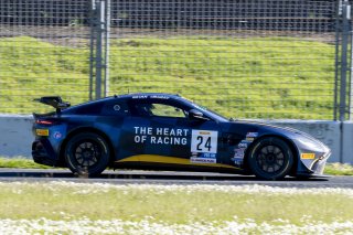 #24 Aston Martin Vantage AMR GT4 of Gray Newell and Ian James, Heart of Racing Team, Pirelli GT4 America, Am, SRO America, Sonoma Raceway, Sonoma, CA, April 2023.
 | Brian Cleary/SRO