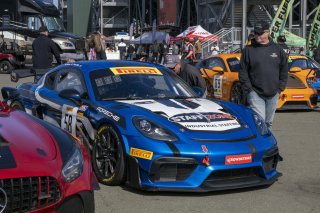 #58 Porsche 718 Cayman GT4 RS Clubsport of Richard Edge and Matt Halcome, ACI Motorsports, Pirelli GT4 America, Am, SRO America, Sonoma Raceway, Sonoma, CA, April 2023.
 | Brian Cleary/SRO