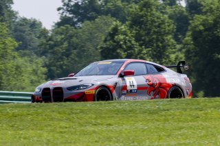 #44 BMW M4 GT4 of Colin Garrett and Johan Schwartz, Rooster Hall Racing, Pirelli GT4 America, Pro-Am, SRO America, VIRginia International Raceway, Alton VA, June 2023.
 | Brian Cleary/SRO