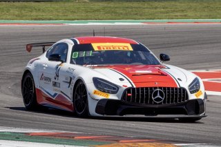 #34 Mercedes-AMG GT4 of Michai Stephens and Jesse Webb, Conquest Racing/WF Motorsports, Pirelli GT4 America, Silver, front three quarter shot, SRO America, Circuit of the Americas, Austin TX, May 2023.
 | Brian Cleary/SRO