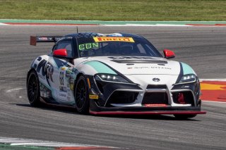 #68 Toyota Gazoo Racing GR Supra GT4 of Kevin Conway and John Geesbreght, Smooge Racing, Pirelli GT4 America, Silver, front three quarter shot, SRO America, Circuit of the Americas, Austin TX, May 2023.
 | Brian Cleary/SRO