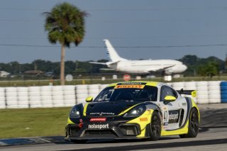 #47 Porsche 718 Cayman GT4 RS Clubsport of Matt Travis and Jason Hart, NOLASPORT, Pirelli GT4 America, Pro-Am, SRO America, Sebring International Raceway, Sebring, FL, September 2023.
 | Brian Cleary/SRO