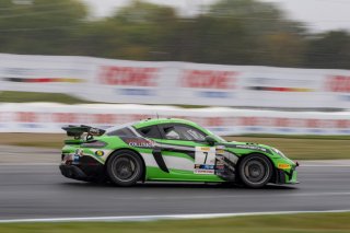 #7 Porsche 718 Cayman GT4 RS Clubsport of Curt Swearingen and Kay van Berlo, ACI Motorsports, Pirelli GT4 America, Pro-Am, SRO America, Indianapolis Motor Speedway, Indianapolis, IN, October 2023.
 | Brian Cleary/SRO