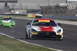 #34 Mercedes-AMG GT4 of Michai Stephens and Jesse Webb, Conquest Racing/WF Motorsports, Pirelli GT4 America, Silver, SRO America, Indianapolis Motor Speedway, Indianapolis, IN, October 2023.
 | Brian Cleary/SRO