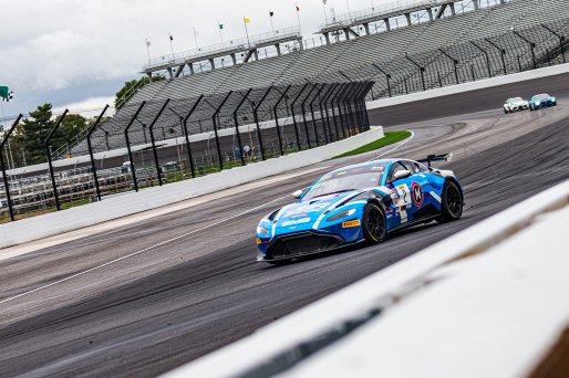 #2 Aston Martin Vantage AMR GT4 of Jason Bell and Andrew Davis, GMGRacing, Pro-Am, Pirelli GT4 America, SRO, Indianapolis Motor Speedway, Indianapolis, IN, USA, October 2021
 | Sarah Weeks/SRO             