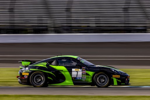 #7 Porsche 718 Cayman GT4 RS Clubsport of Curt Swearing and Parker Thompson, ACI Motorsports, GT4 America, Pro-Am, SRO America, Indianapolis Motor Speedway, Indianapolis, Indiana, Oct 2022.
 | Regis Lefebure/SRO