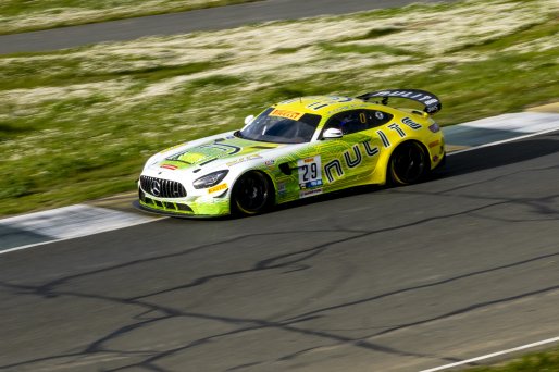 #29 Mercedes-AMG GT4 of Peter Atwater and Luca Mars, JTR Motorsports Engineering, Pirelli GT4 America, Pro-Am, SRO America, Sonoma Raceway, Sonoma, CA, April 2023.
 | Brian Cleary/SRO