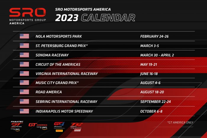 SRO Motorsports America Updates Action Packed 2023 Race Schedule